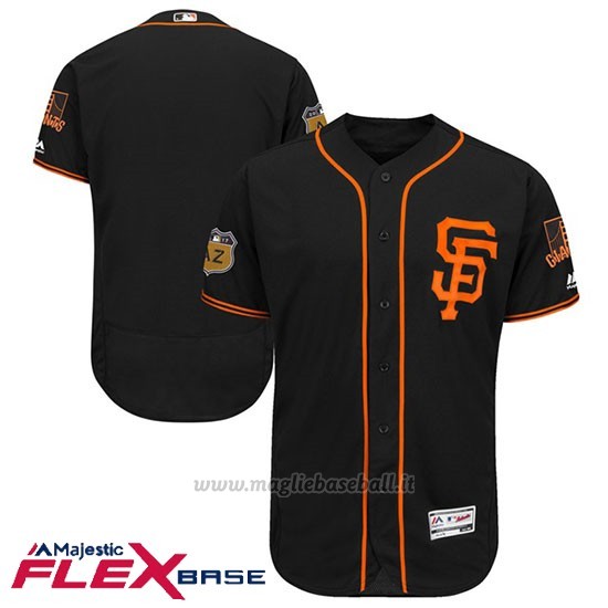 Maglia Baseball Uomo San Francisco Giants San Francisco Nero 2017 Allenamento Primaverile Flex Base